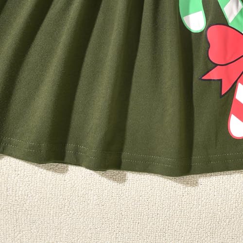 Image of Toddler-Girls-Fall-Clothes-Set Little Girls Highlow Tunic Tops+Leggings Outfit Boutique Clothing, Xmas Green, 2T