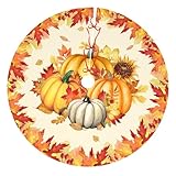 Fall Pumpkin Thanksgiving Christmas Tree Skirt Holiday Party Supplies Decorations Halloween Xmas Tree Mat Farmhouse Decorations 36'