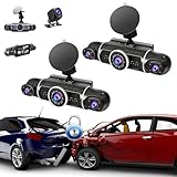 Four-Channel Dash Cam Wireless, 1080p Rechargeable Dash Cam No Wires Front and Rear Camara System with 360° Views and WiFi Connectivity, App Control, Night Vision (No GPS, 2 Set)