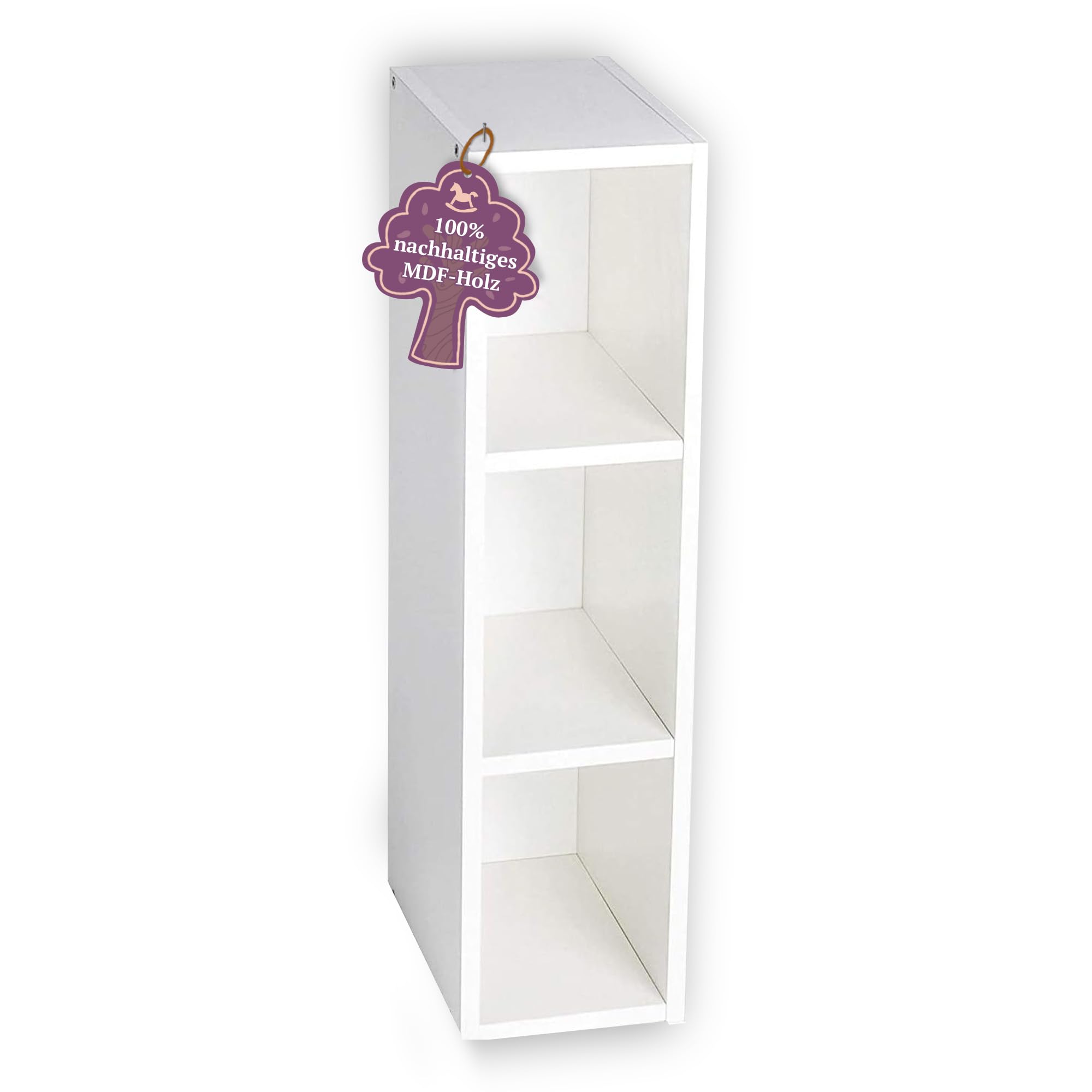 Puckdaddy® Stauraumregal Max, für Malm Kommode, Weiß, Kinderzimmer | Für IKEA Malm Kommode, MDF, Weiß, Fächerregal, Stauraumregal, Maße 19×30×98 cm