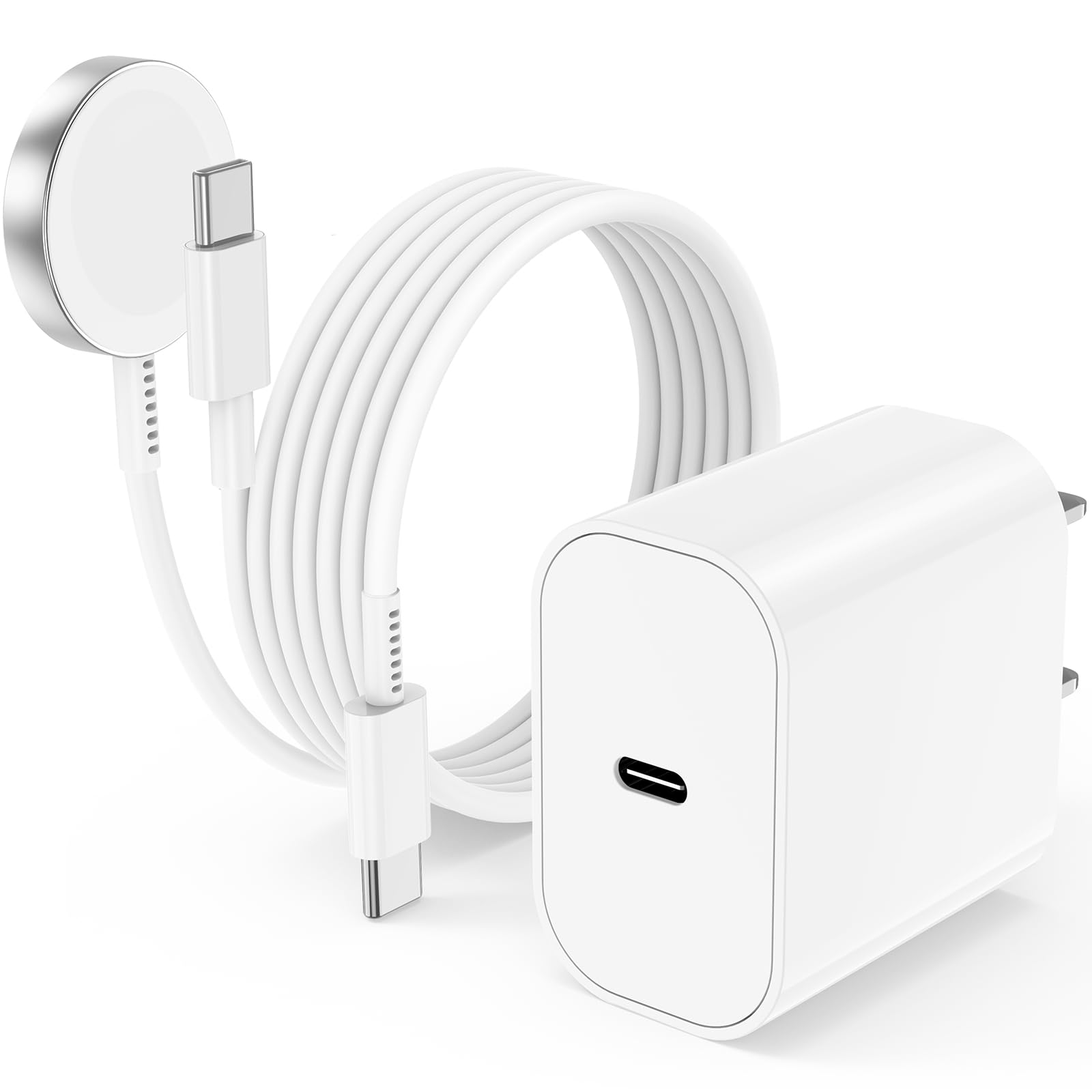 for 2 in 1 USB C Apple Watch Charger, iWatch Fast Charging Cable Cord 6ft and iPhone Type C Wall Charger Plug Block for Apple Watch Series Ultra/11/10/9/8/7/SE/6/5/4/3/2/iPhone 17 16 15 Pro Max/Plus