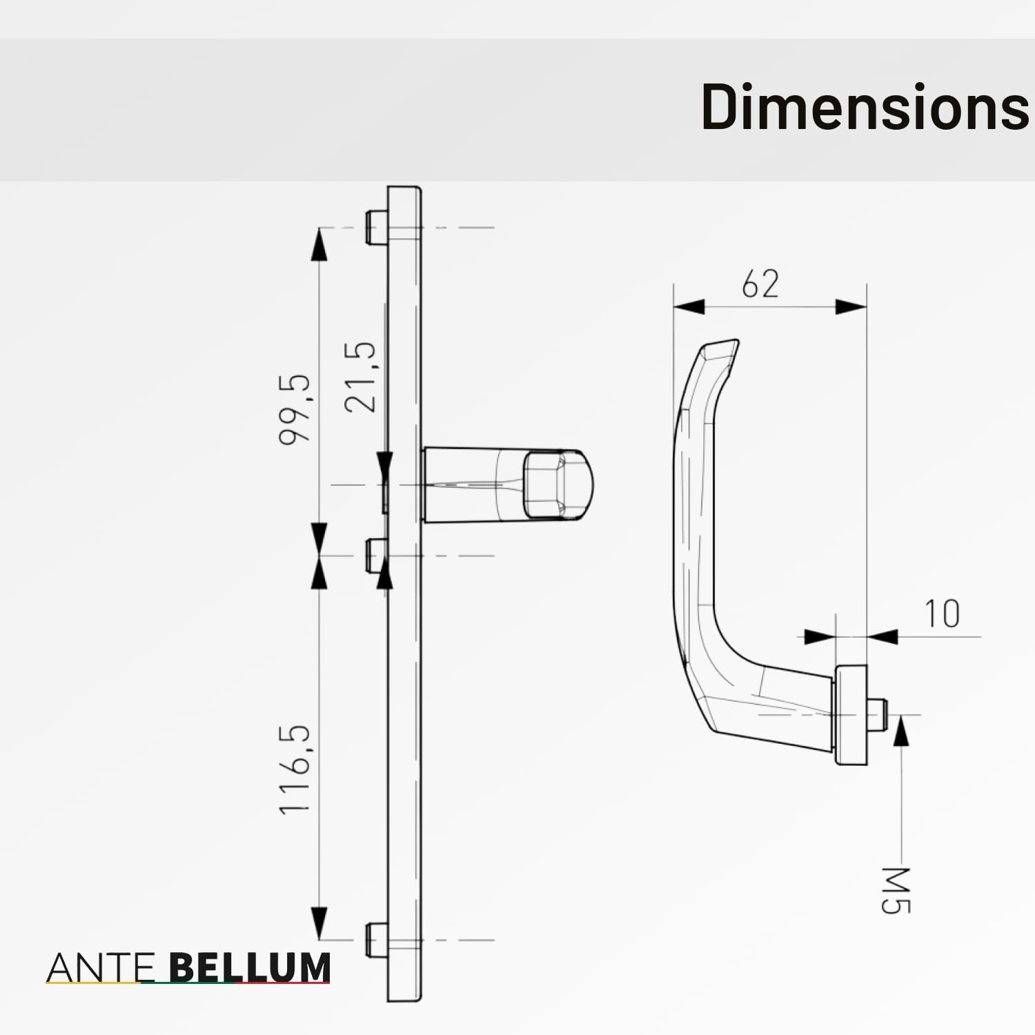 Ante bellum Set de Poignées de Porte Extérieur - Poignée en Aluminium pour Portes d'Entrée Principales et Secondaires, incl. Carré et Vis de Fixation, Optique Moderne, Montage Facile(Blanc Trafic)