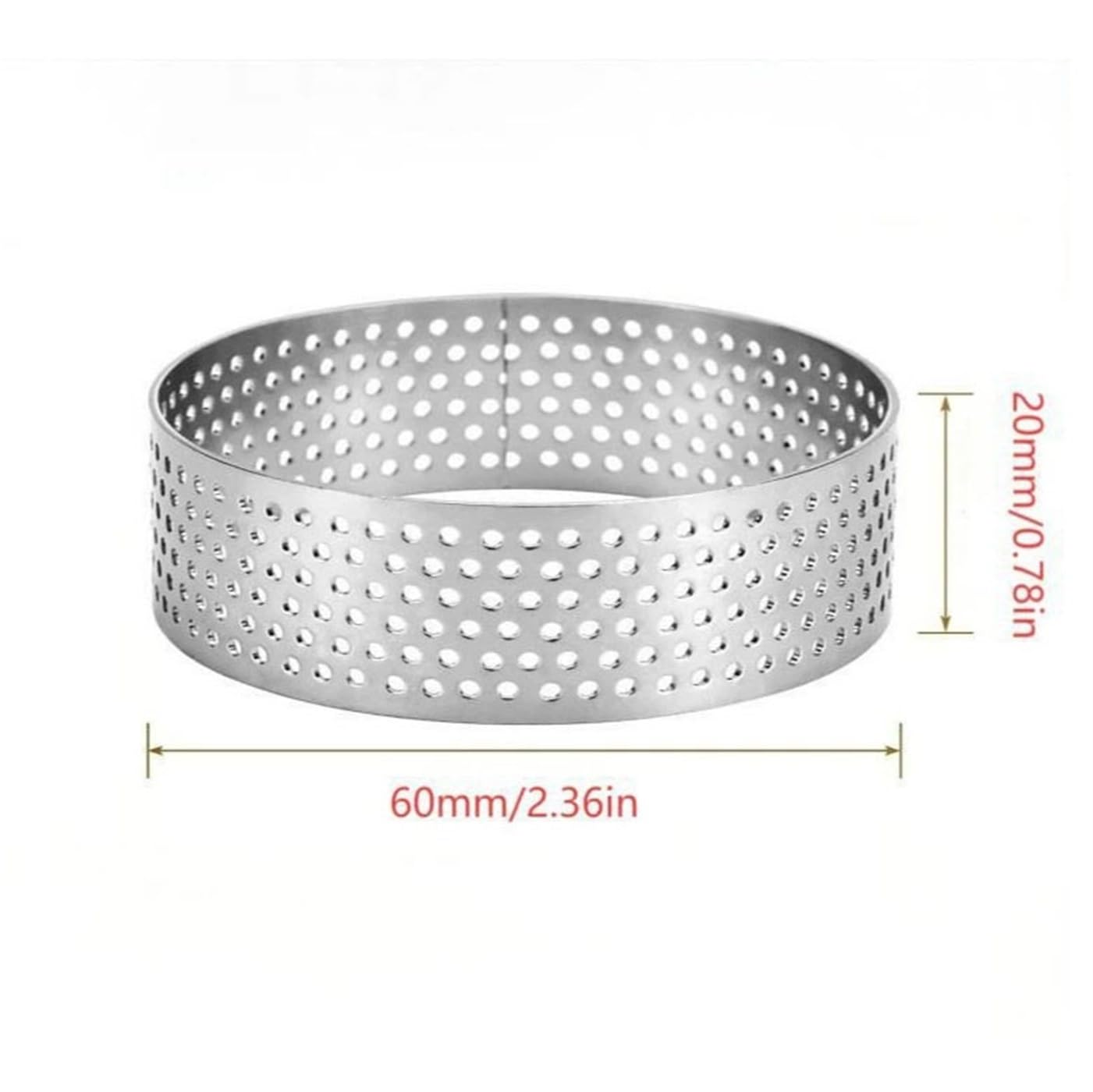 Lot de 12 moules à tarte perforés en acier inoxydable anti-adhésif pour tartes, mousses, quiches et desserts – Idéal pour la pâtisserie maison