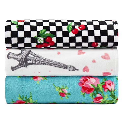 Image of Betsey Johnson - Oversized Throw Blanket 50x70, Ultra-Soft Plush Bedding for Couch or Bed, Cozy & Lightweight, Soft Blanket with Cherry Checker Print (Red)