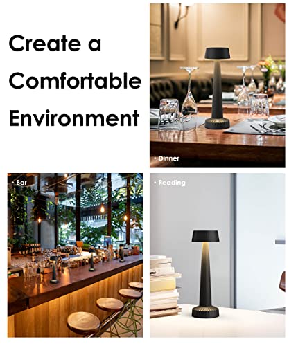 Jalvde Patio Table Lamp, Outdoor Battery Operated Rechargeable 5000Mah Metal Shell Cordless Puzzle Light Desk Lamps, Led Table Light For Dining Camping Restaurant Home (Black) #TOP4