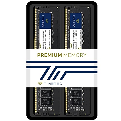 Image of Timetec 32GB KIT (2x16GB) DDR4 2666MHz (PC4-2666V) PC4-21300 UDIMM Desktop RAM - 288-Pin 1.2V CL19 Non-ECC Unbuffered DIMM Memory Module Upgrade