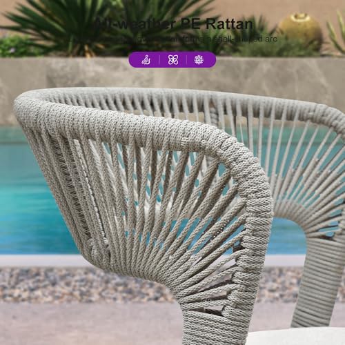 Image of PURPLE LEAF Outdoor Dining Set for 12 with Built-in Cushions Champagne