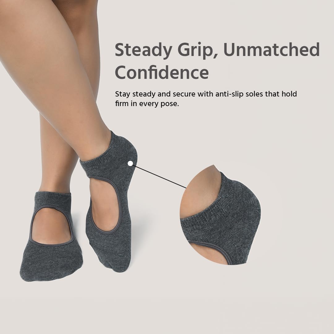 BALENZIA Pilates Grip Socks Women |Pack of 3| Yoga Accesorries Grip Hospital Walk|Ballet Dance Anti Slip Non Skid Sock
