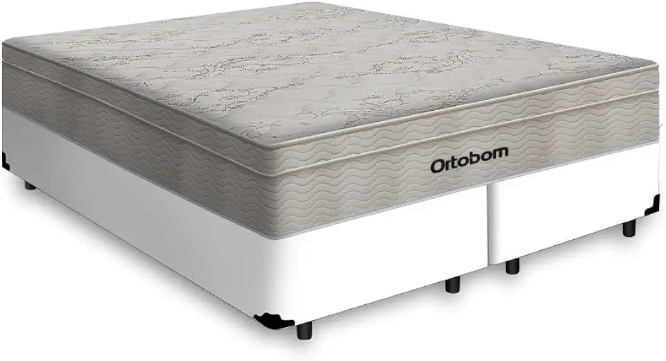 Cama Box + Colchão de Molas Ensacadas - AirTech SpringPocket - Ortobom (BRANCO, Queen)