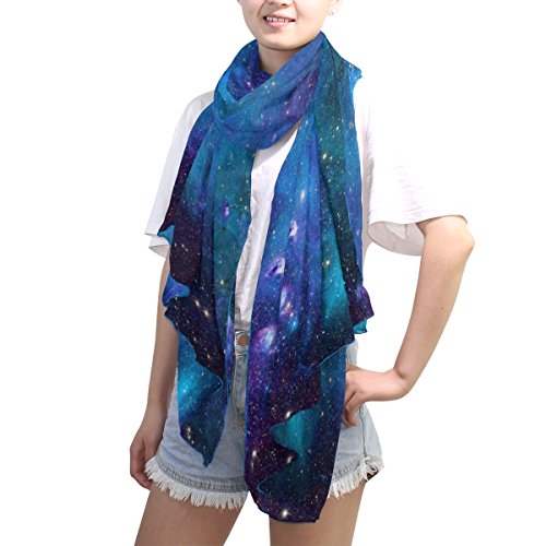WellLee Fantastic Galaxy Sheer Scarves Shawl Wrap Women Oblong Chiffon Scarf4