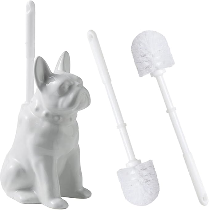 Generic Ceramic French Bulldog Toilet Brush Holder – Fun and Functional Design