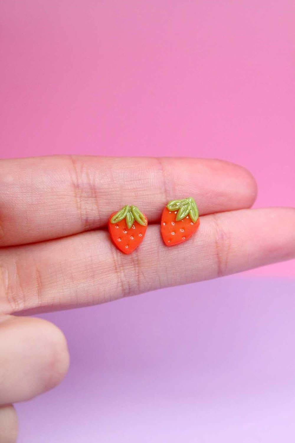 Strawberry Earrings | Red berry studs, perfect summer gift for her