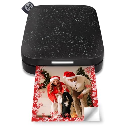 HP Sprocket Portable 2x3 Instant Photo Printer (Black Noir) Print Pictures on Zink Sticky-Backed Paper from Your iOS & Android Device.