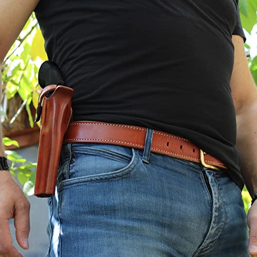 Premimum Leather Paddle Owb Revolver Holster With Retention Strap Fits Rugerr Single Six Series 22 Lr / 22 Wmr 5.5", Right Hand Draw, Brown Color #1451# #TOP3