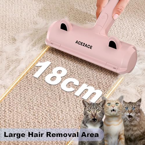 Image of ACE2ACE Pet Hair Remover Roller, Reusable Animal Hair Removal Brush for Dogs and Cats, Self Clean Pet Fur from Carpet, Furniture, Rugs, Laundry, Clothes and Bedding, Sofa, Pink