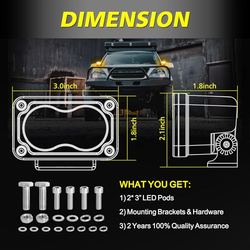 Image of Amber LED Pods, AKD Part 3 Inch CREE LED Fog Lights 40W Spot LED Lights Pods Mini Amber Chase Lights Ditch Light 2 Packs for Truck Motorcycle UTV SUV ATV Dirt Bike Snowmobile