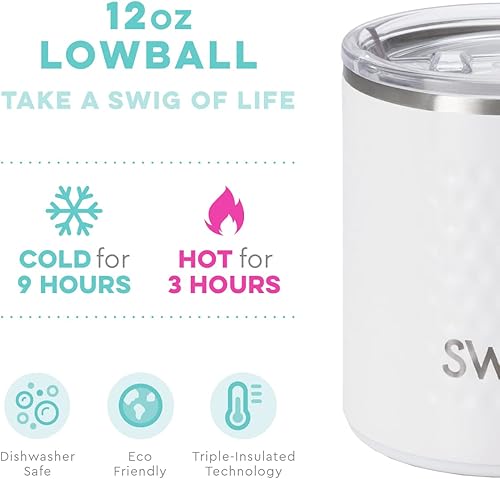 Miniatura 3 de Swig Life Golf Partee AMPM XL Set  22oz Travel Mug with Handle and Lid  12oz Insulated Lowball Tumbler with Lid  Stainless Steel Dishwasher Safe Cup