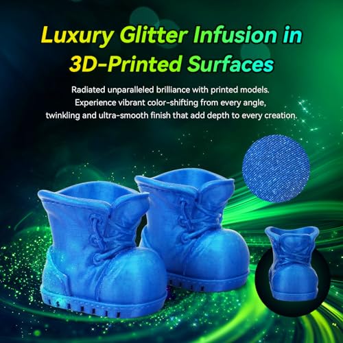 Image of FLASHFORGE Xmas Series Rapid PLA Filament Aurora Blue, High Flow Speedy 3D Printer Filament Max 500mm /s High-Speed Printing, Radiated Unparalleled Brilliance, Twinkling and Ultra-Smooth Finish