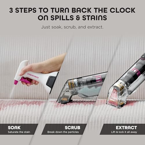 Image of Shark StainForce Cordless Spot Cleaner, Dual-Activated Easy Spray Formula, OXY-Powered Cleaning, Indoor + Outdoor, Carpets, Upholstery, Car Seats & Stairs, Pet Urine & Odor Remover, 5 inch Tool, HX102BRN