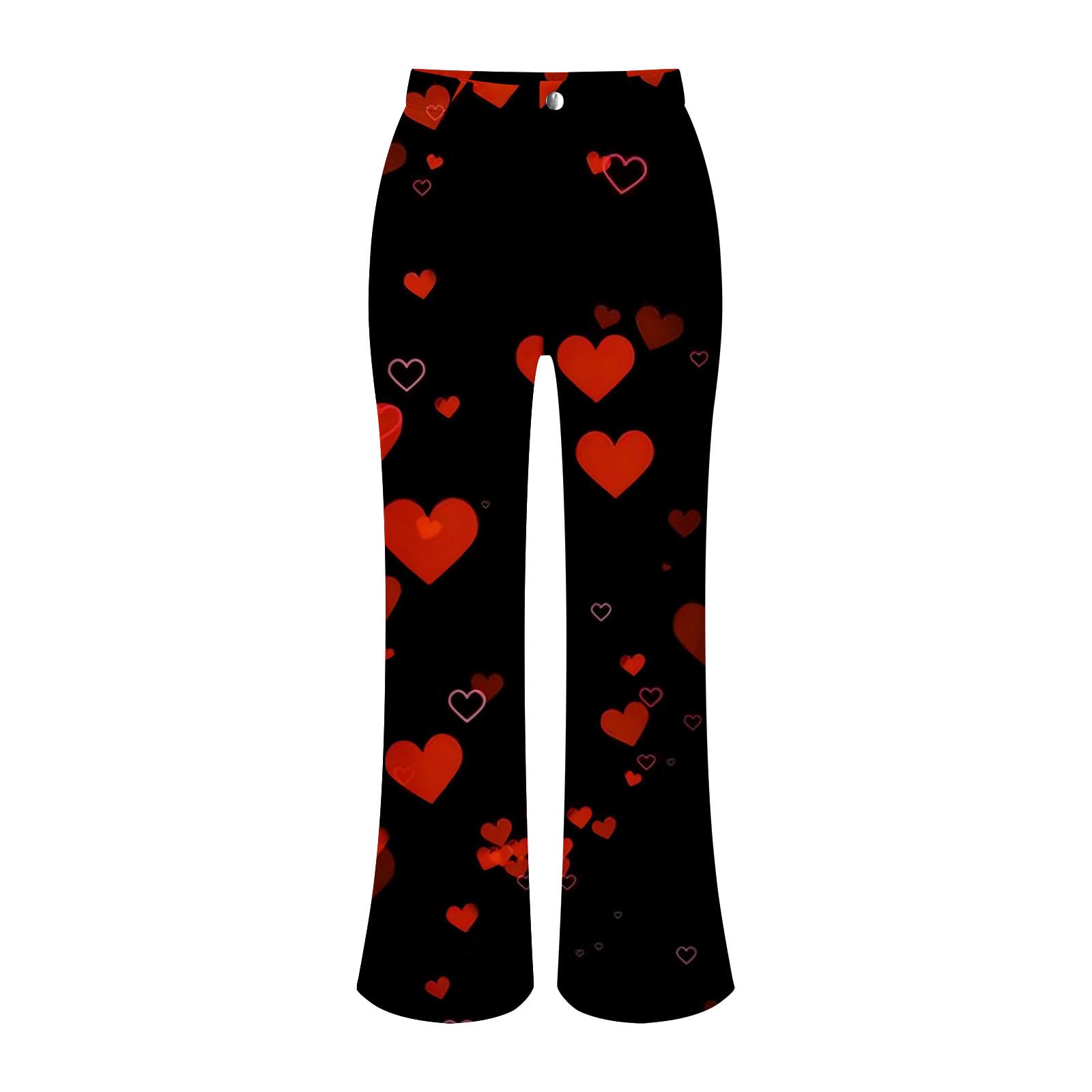 Pantaloni a zampa da donna, a vita alta, larga, in denim, per San Valentino, con stampa amorosa, pantaloni in denim, taglie grandi, extra lunghi, con tasche e bottoni