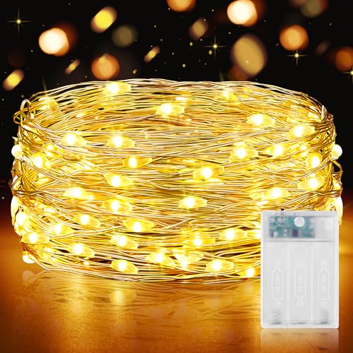 Forepin Guirnalda Luces Pilas, 5M 50LED Luces LED Pilas con Temporizador, Cadena Luces LED de...