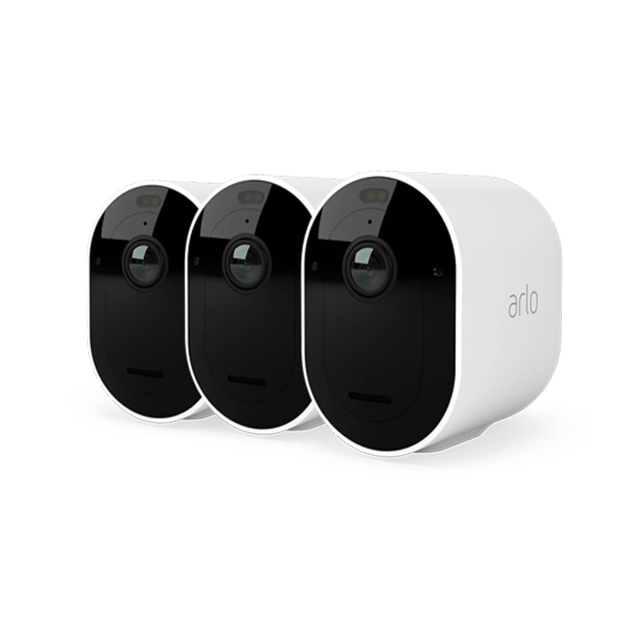 Arlo Pro 4 Security Camera Outdoor, 2K HDR, Wireless CCTV, 6-Month Battery, Colour Night Vision, 2-Way Audio, Built-in Siren, No Hub Needed, 3 Cam Kit, Free Trial of Arlo Secure Plan, White