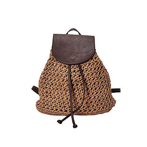 Beatie Moda Bolso De Paja Bolsos, Mujeres Verano Bolsa De Ratán Tejidas A Mano Bolso De Playa para Las Mujeres Bolsa, Funda De Piel Mochila Bolsa De Paja, Moda Vintage Boho Crochet Mujer Bolsa