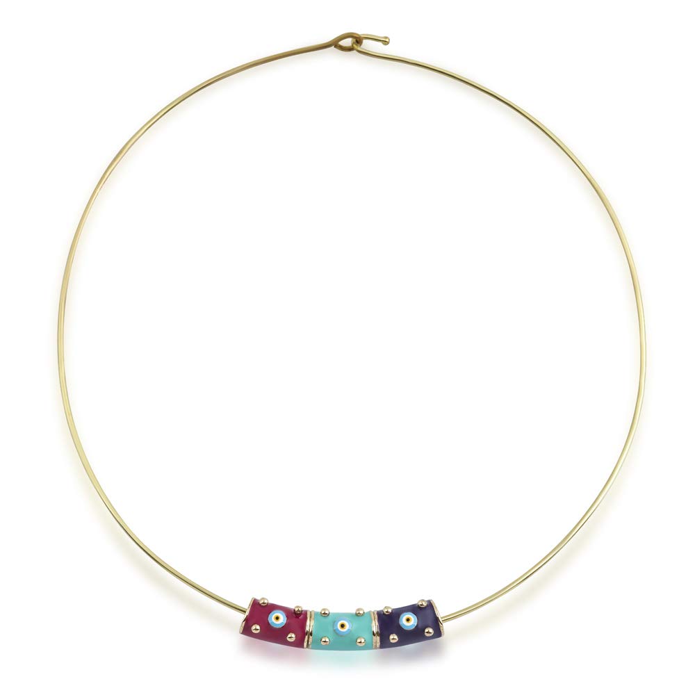 BiggDesign Bead Necklace, Evil Eye Bead Design, Special Artist Design, Bronze Over Enamel Pattern,Evil Eye Bead Necklace