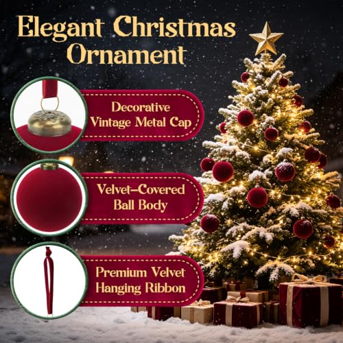 15 Pcs Red Velvet Christmas Ball - image 4