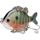 BASSDASH SwimPanfish Multi Jointed Panfish Bluegill Swimbaits Topwater Hard Bass Fishing Crank Lure 3.5in/0.85oz (Longear Sunfish)