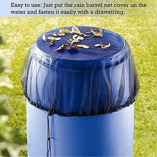 GIAK Mesh Cover for Rain Barrels Water Butt Net Rain Barrel Cover 95 cm Adjustable Rain Butt net Keep Mosquitos and Debris Out Of Your Rain Barrel