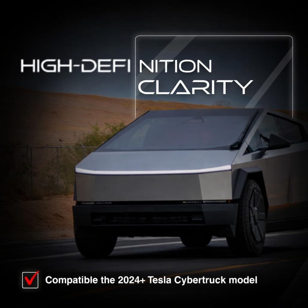 Tesla Cybertruck Screen Protector 18.5 Inch (2024–2026), Crystal Clear Gloss Tempered Glass, Fingerprint Resistant, Easy Install, Cybertruck Interior Accessories