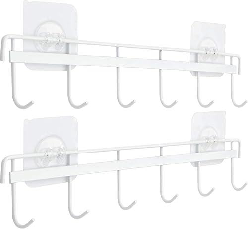 Miniatura 8 de YiZhi Paquete de 4 ganchos de pared adhesivos para riel de cocina (2 negros y 2 blancos)