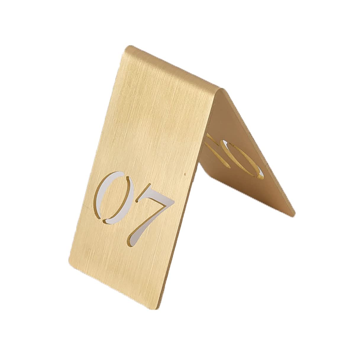 SaryEdge Brass Tent Style Table Numbers Restaurant, Cutout Vertical Brass Number Plate, 40á65mm Stackable Place Cards Wedding Reception Restaurant Party Cafes,One Color-Number 7