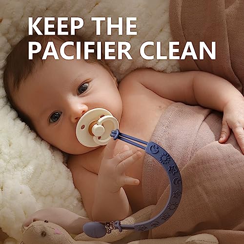 Cuddle Campus Pacifier Clip,Pack of 4 Pacifier Holder Clip with One Piece Design,Soft Flexible Silicone Baby Pacifier Holder with Texture for Boy and Girl