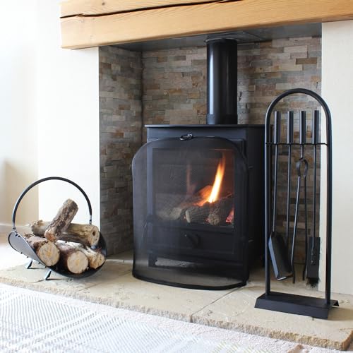 JVL Black Cairngorn Spark guard, fire guard, fire screen, fire surround