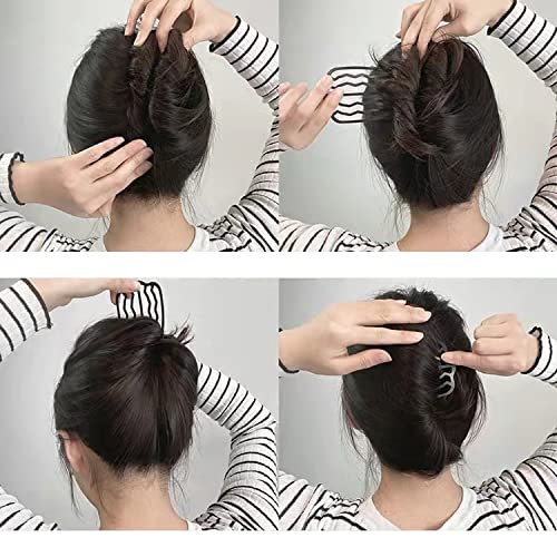 3 Piece Hair Fork Clip Vintage Hair Side Combs U Shape Teeth Alloy Paint Hair Pin Hair Clip Stick Women Hair Styling Tool Accessories, Black #TOP4