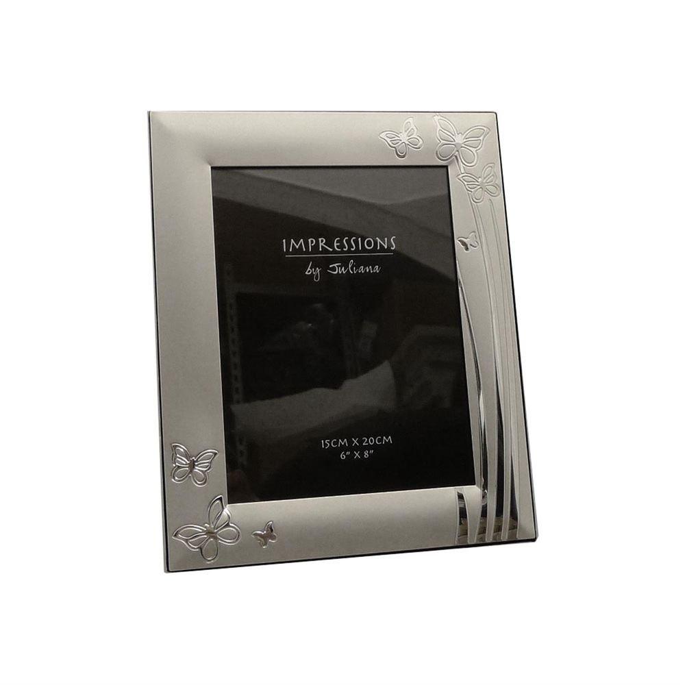 Cadre photo papillon 2 tons argenté 15x20 cm pour portrait élégant