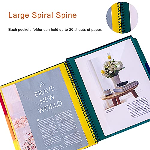 Seashell 2 Pack 24 Pockets Spiral Project Organizer, Poly Project Organizer With 12 Colored Dividers, Customizable Front Cover, Clear Zip Punch, Letter Size, 1/3-Cut Tab, Write & Erase #TOP6