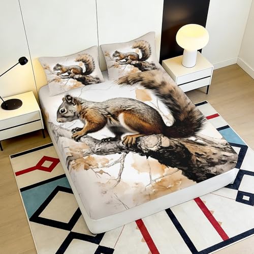 Drap-housse écureuil 3D 140x200 microfibre avec grands bonnets - 6