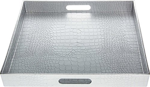 Fantastic:) Square Alligator Serving Tray with Matte Finish Design (1, Square Alligator Silver)