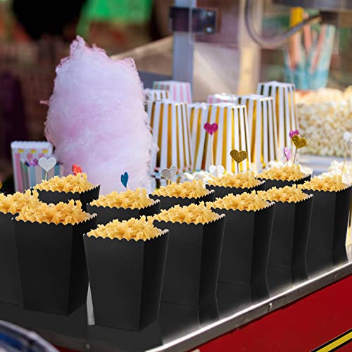 Image of Jetec 450 Pcs Popcorn Boxes Mini Paper Popcorn Box Cardboard Popcorn Container for Party Black Popcorn Holder Disposable Candy Popcorn Bags for Birthday Wedding Decoration, 2.36 x 2.99 x 4.17 Inches
