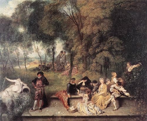 Tableau Joyeuse compagnie en plein air Watteau pour habiller un grand mur blanc vide