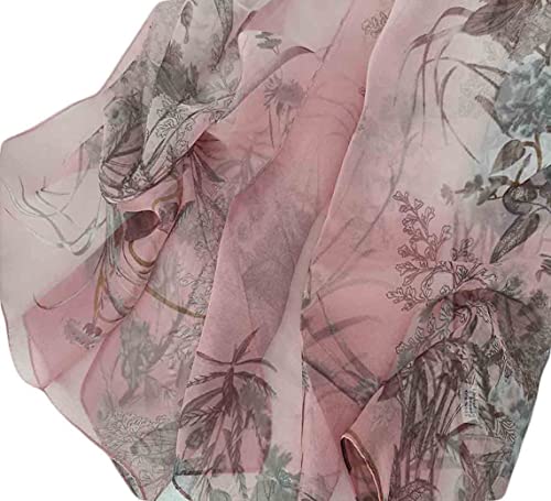 Image of Pokeedioty Scarfs for Women Lightweight Scarves Elegant Floral Pattern Sheer Scarfs Shawls Wraps