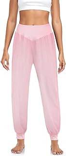 Pantalones de yoga coloridos para mujer, color rosa, pantalones de descanso, pantalones hippie estilo harén, pantalones de pilates, color rosa