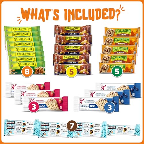 Image of Granola Bars Bulk Variety Pack - Healthy Granola Bars Variety Snack Box for Office Snacks & Healthy Breakfast Bars - Snacks Variety Pack for Adults and Kids (60 Count)
