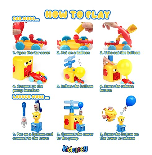 HIRNAYA-Balloon-Launcher-car-Toy-Set-Balloon-Powered-Car-Toy-with-Launch-Tower-and-Pump-20-Balloons-Fun-Educational-Balloon-Toys-with-20-Balloons-Gifts-for-Kids-Boys-Girls-Upgraded-Black