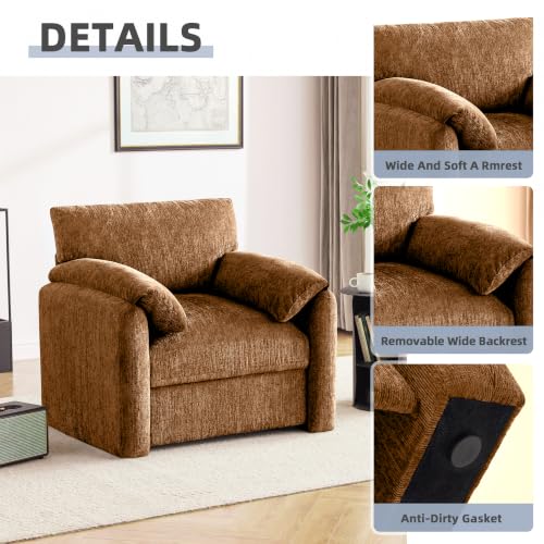 Image of Howjoe 2 Pack Oversized Accent Chair for Living Room, Rustic Broning