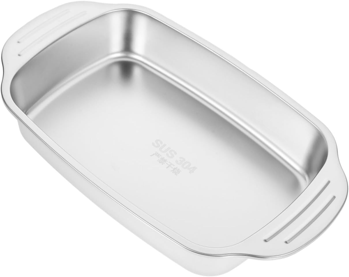 Stainless Steel Roasting Pan for Induction Cooker and Gas Stove Rectangular Seafood Serving Tray with Overflow-resistant Edges Roasting Tray for Home and Commercial Kitchens