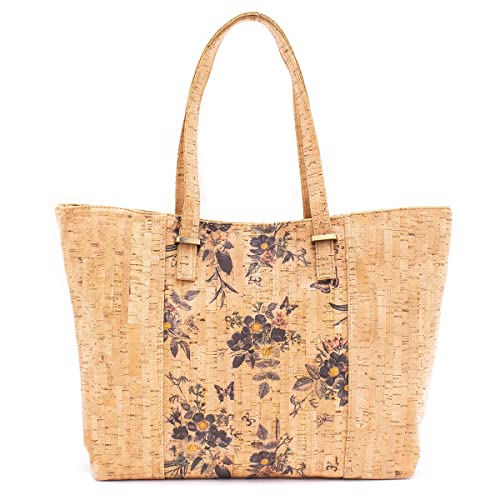 Sac à bandoulière en liège léger et spacieux pour remplacer le cuir par du vegan floral